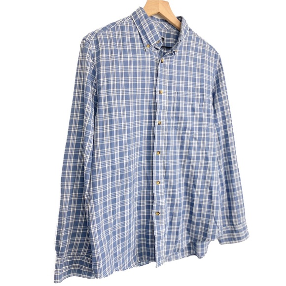 George Men's Button Down Long Sleeve Blue Plaid Shirt‎ - Size M - Picture 2 of 5